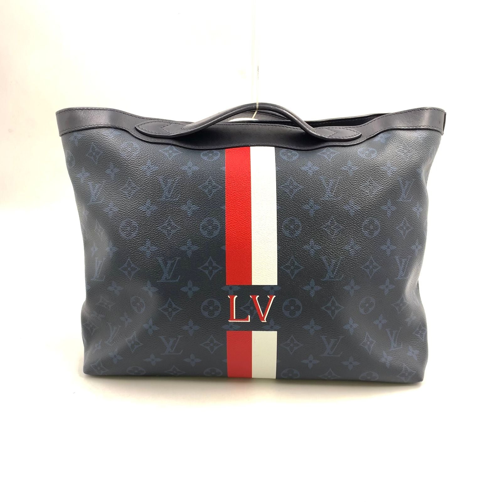 Louis Vuitton Ultralight Monogram Cobalt Leather Navy White Red Tote Bag