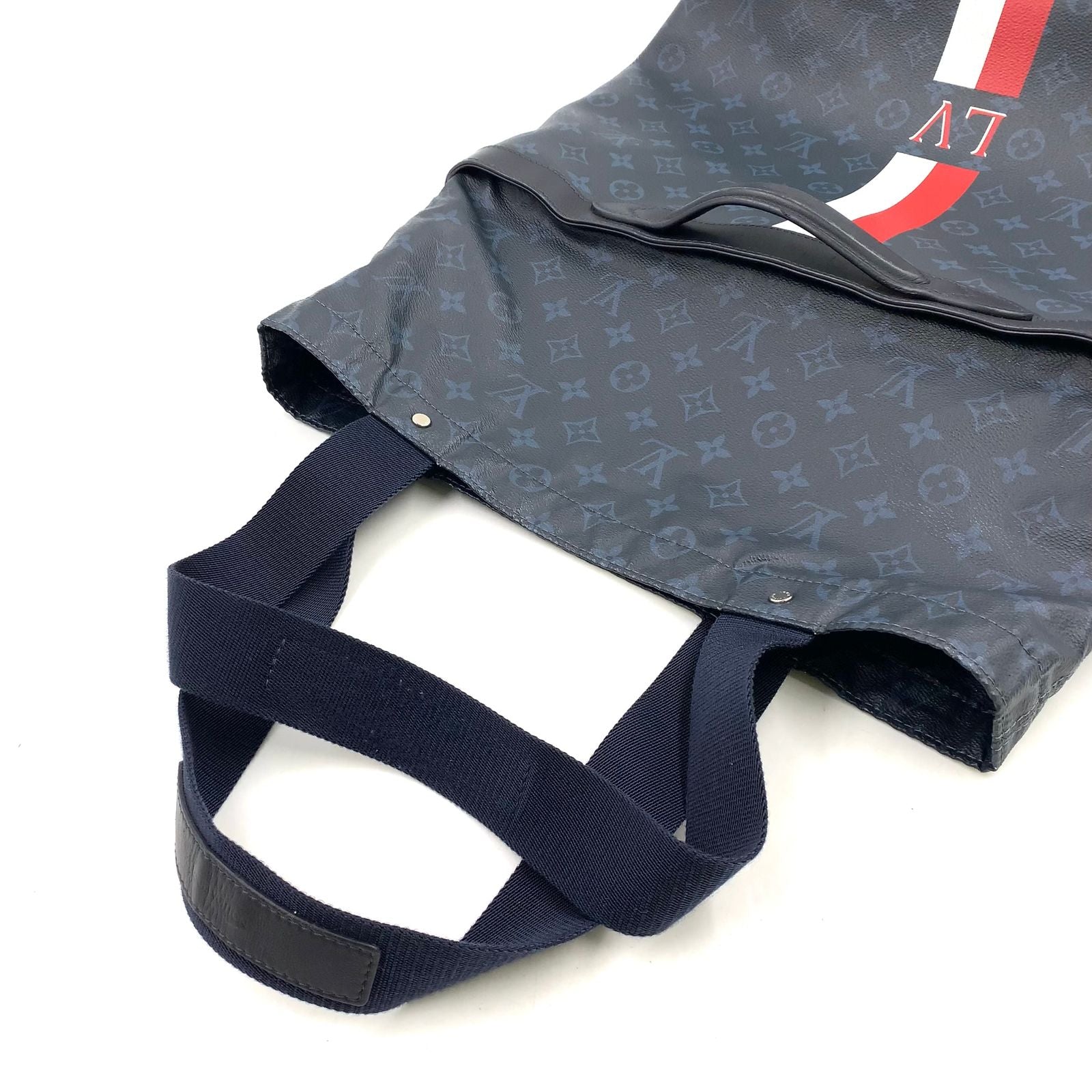 Louis Vuitton Ultralight Monogram Cobalt Leather Navy White Red Tote Bag — view 6