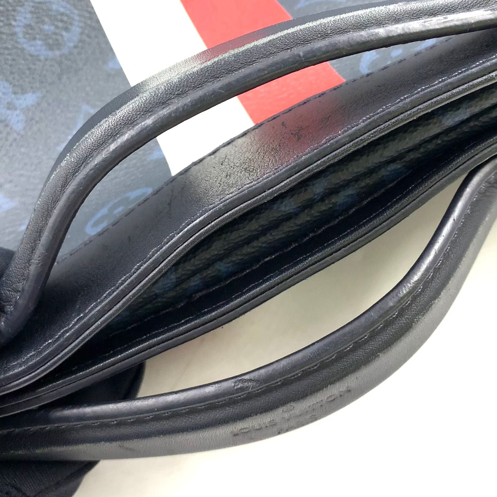 Louis Vuitton Ultralight Monogram Cobalt Leather Navy White Red Tote Bag — view 7