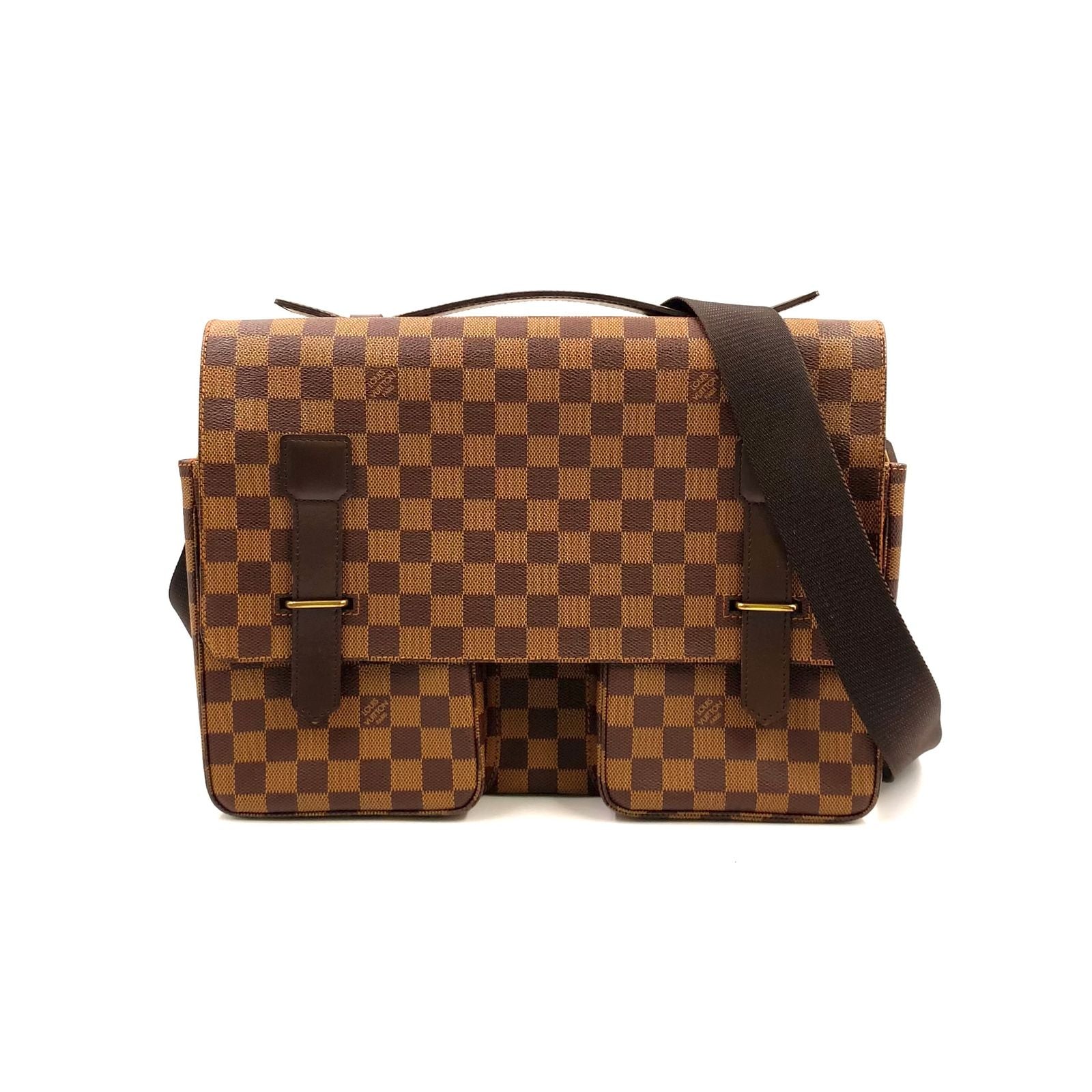 Louis Vuitton Broadway Damier Ebene Leather Brown Shoulder Bag Gold