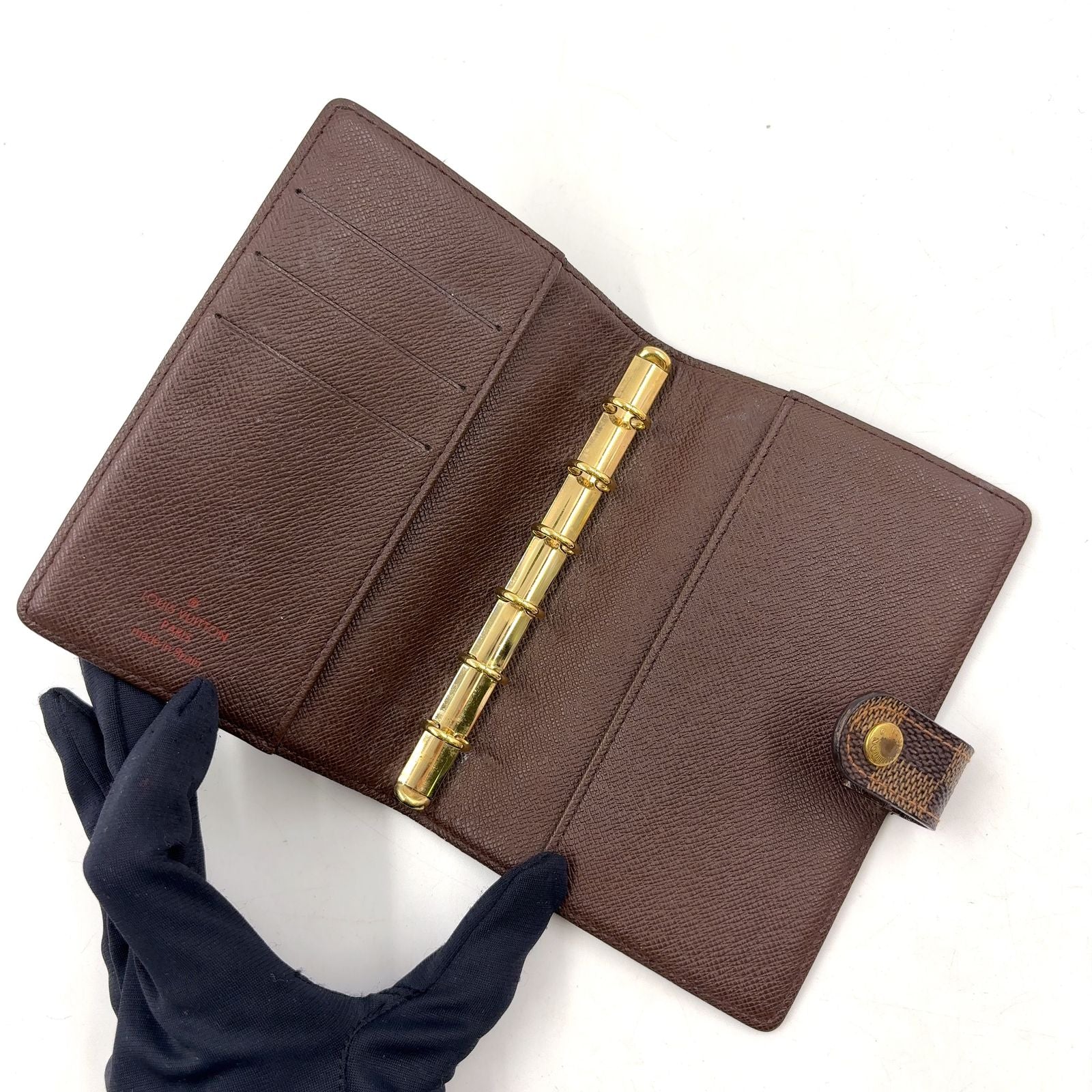 Louis Vuitton Agenda PM Damier Leather Brown Notebook Cover Gold — view 3