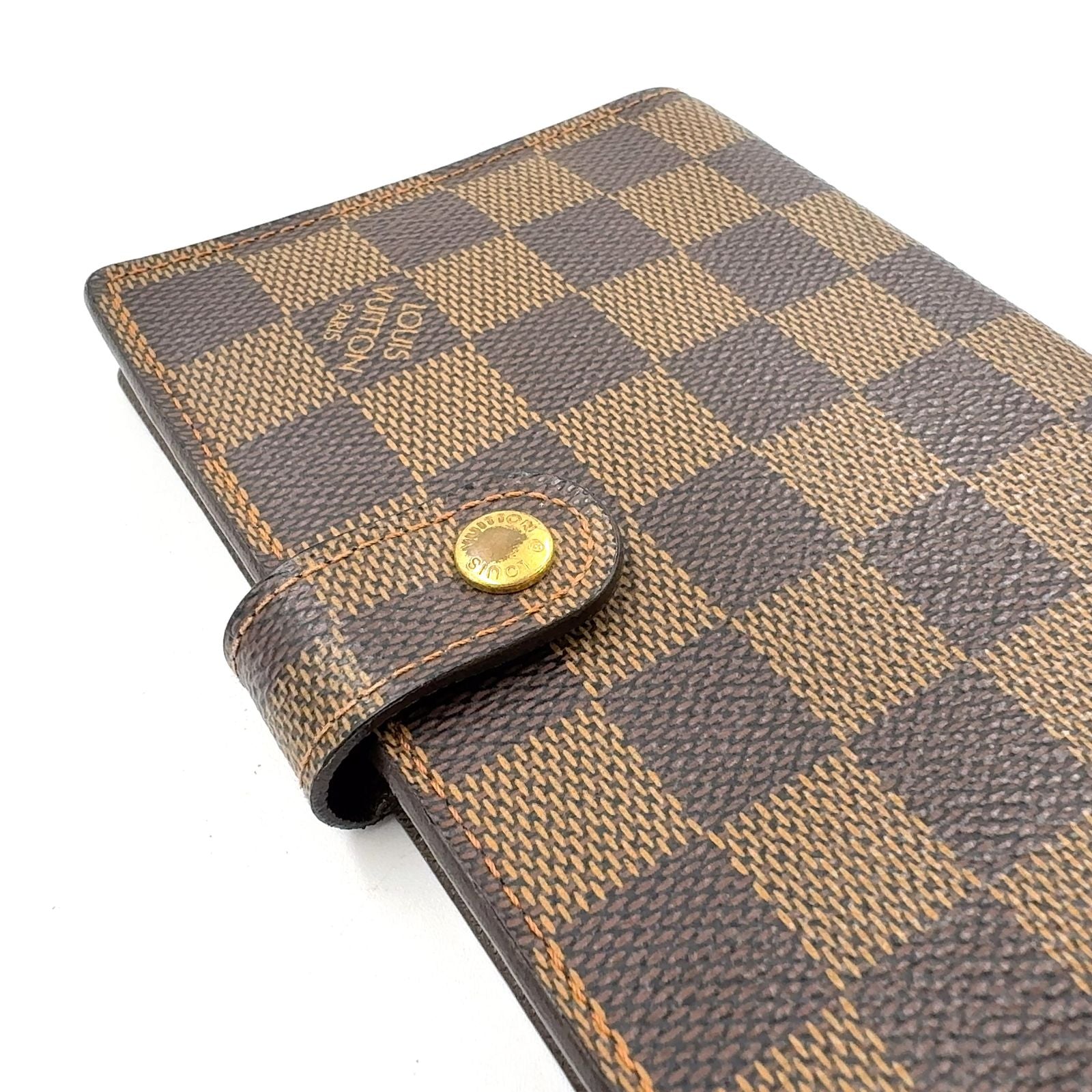 Louis Vuitton Agenda PM Damier Leather Brown Notebook Cover Gold — view 7