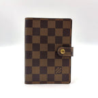 Louis Vuitton Agenda PM Damier Leather Brown Notebook Cover Gold