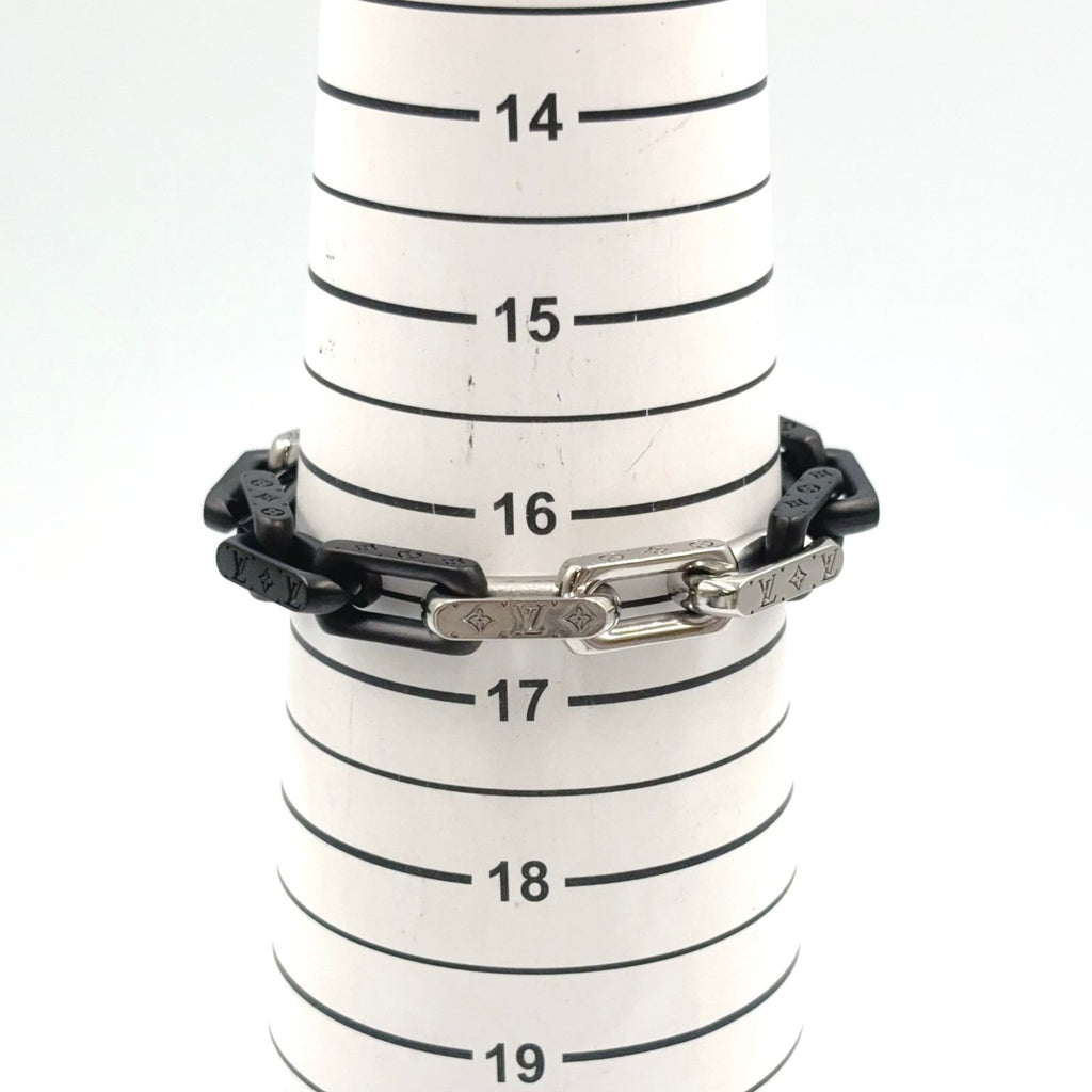 Louis Vuitton Bracelet Monogram Chain Metal Silver Black — view 8