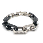 Louis Vuitton Bracelet Monogram Chain Metal Silver Black