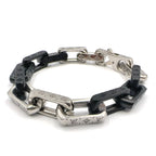 Louis Vuitton Bracelet Monogram Chain Metal Silver Black — view 2