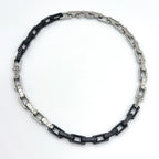 Louis Vuitton Collier Monogram Chain Metal Silver Black Necklace — view 3