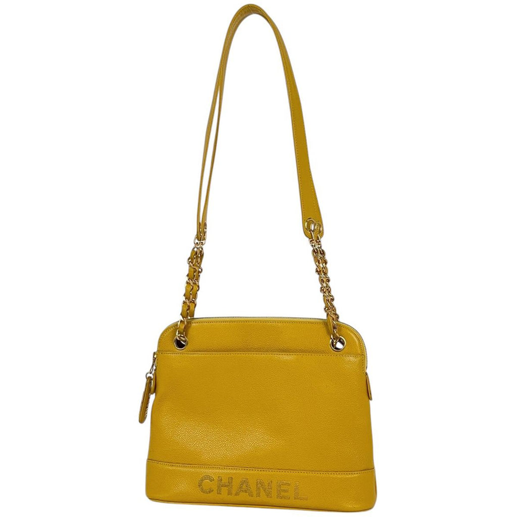 Chanel Shoulder Bag Caviar Leather Yellow
