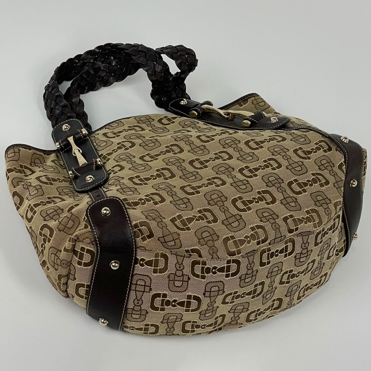 Gucci Handbag Horsebit Canvas Brown — view 2