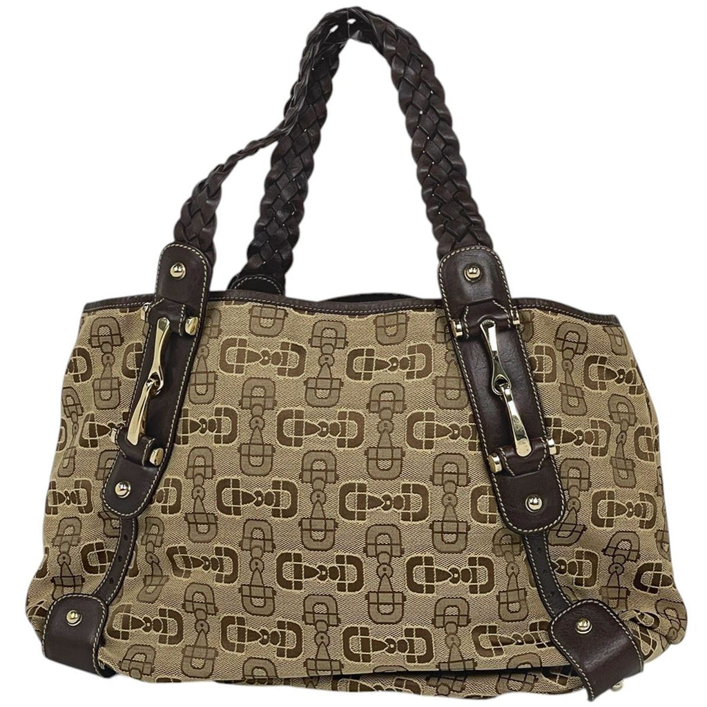 Gucci Handbag Horsebit Canvas Brown