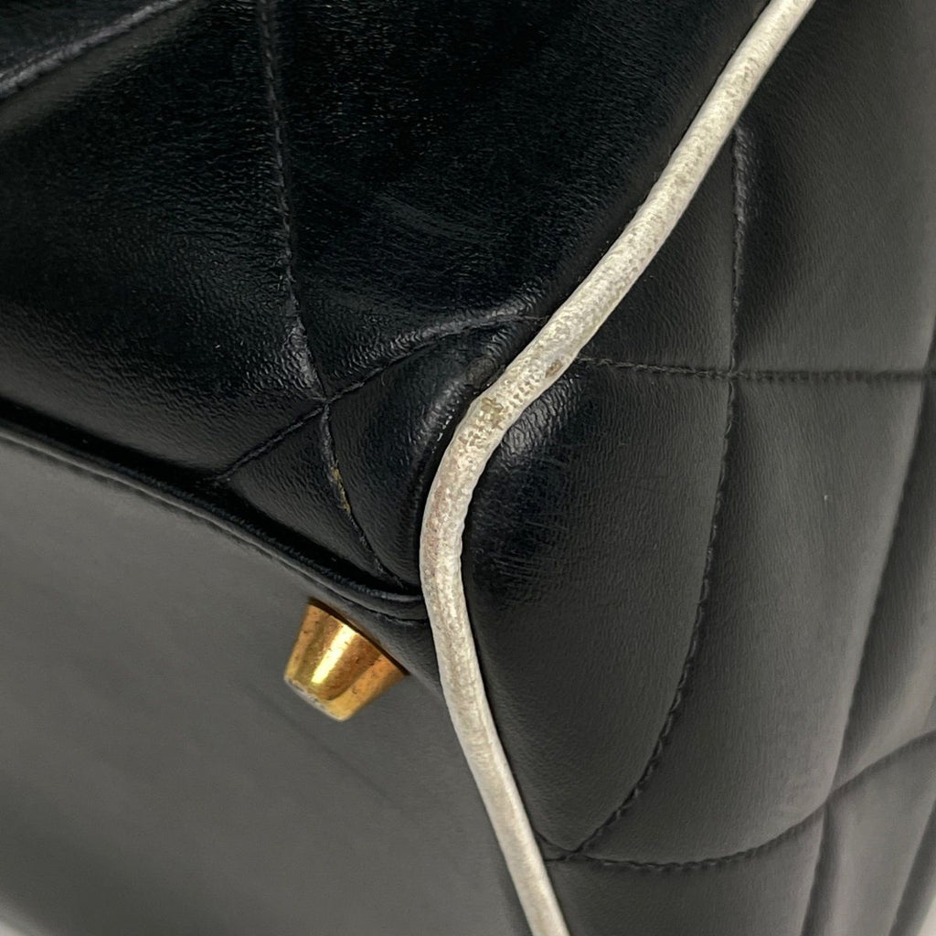 Chanel Boston Bag Quilted Leather Black White — view 3