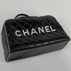 Chanel Boston Bag Quilted Leather Black White — view 2