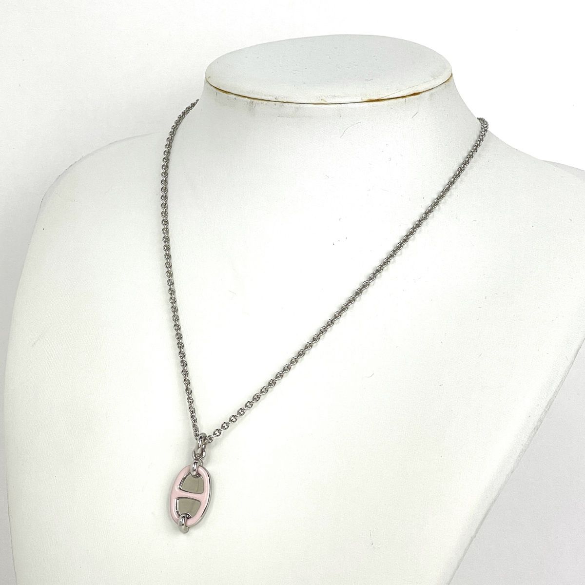 Hermes Mini Maillon PM Necklace Palladium Plated Silver Rose Kander — view 5