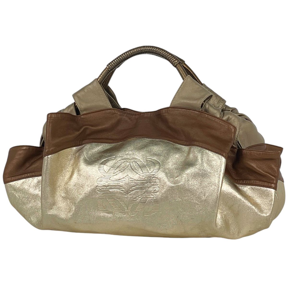 Loewe Nappa Aire Handbag Anagram Leather Gold