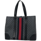 Gucci Tote Bag GG Pattern Sherry Line Web Supreme Black
