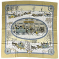 Hermes Carre 90 Lhiver en Poste Scarf Winter Mail Carriage Silk White Multicolor
