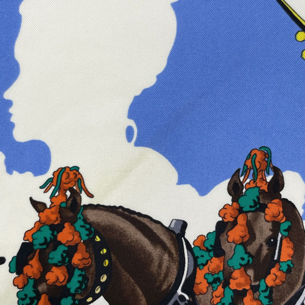 Hermes Carre 90 Feria de Sevilla Scarf Seville Holiday Silk Green Blue — view 4
