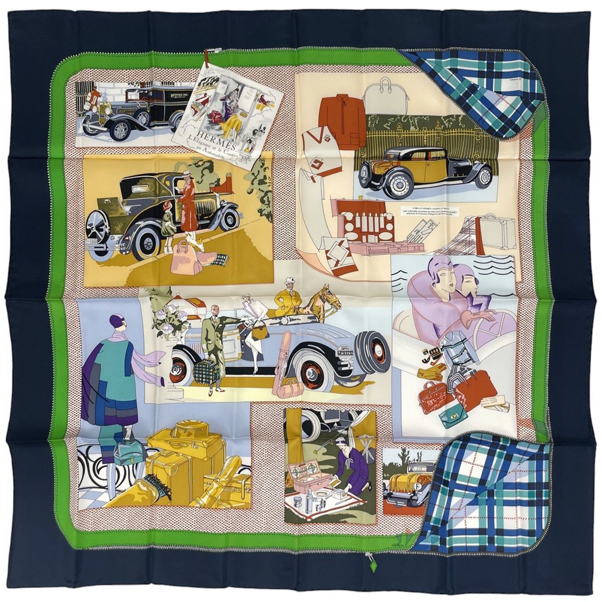 Hermes Carre 90 L Elegance Et le Confort en Automobile Scarf Comfort Silk Navy