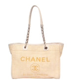 Chanel Chain Tote Shoulder Bag Silver 17 Deauville