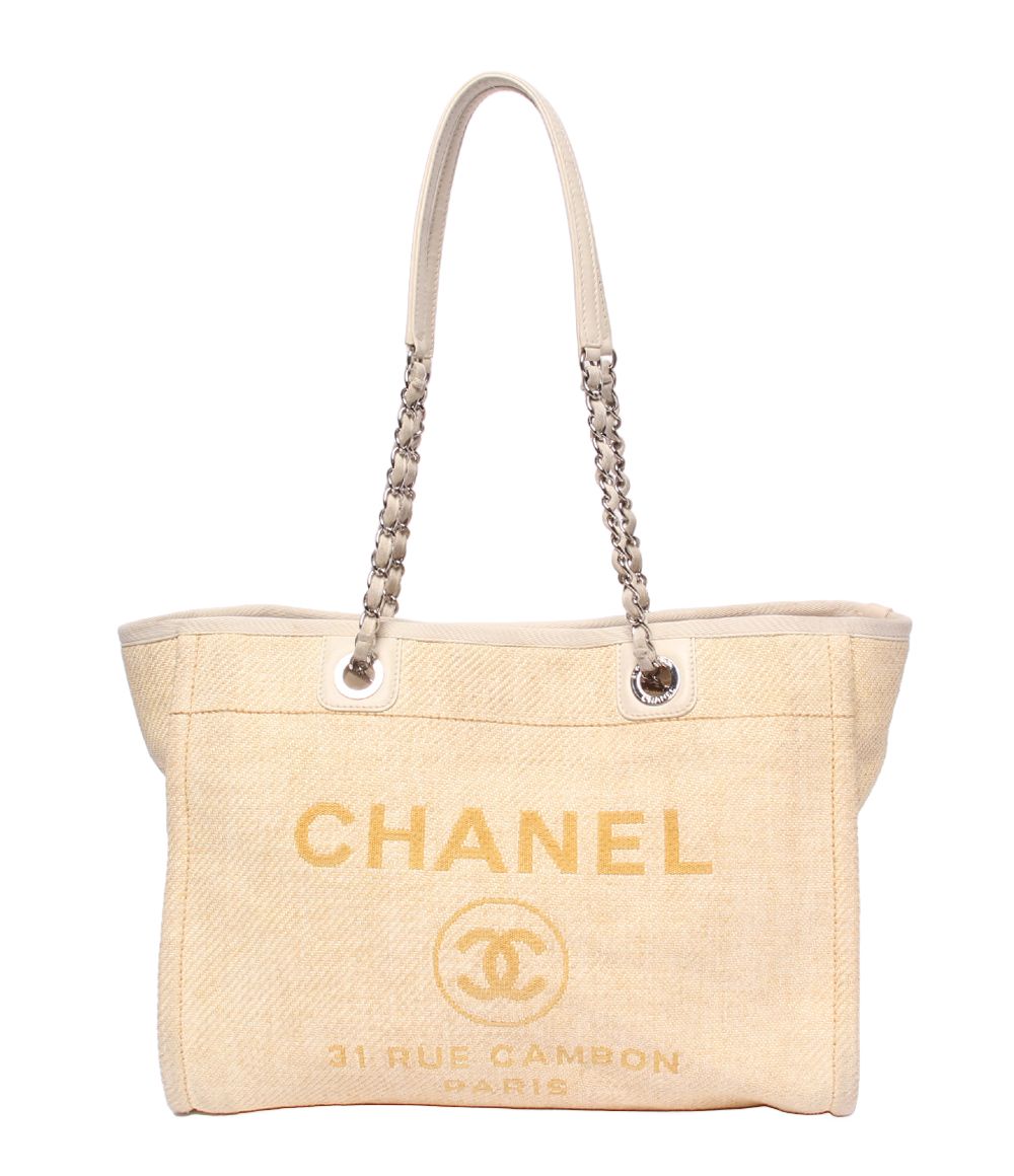 Chanel Chain Tote Shoulder Bag Silver 17 Deauville