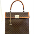 Celine Macadam Handbag Vintage Turnlock Brown