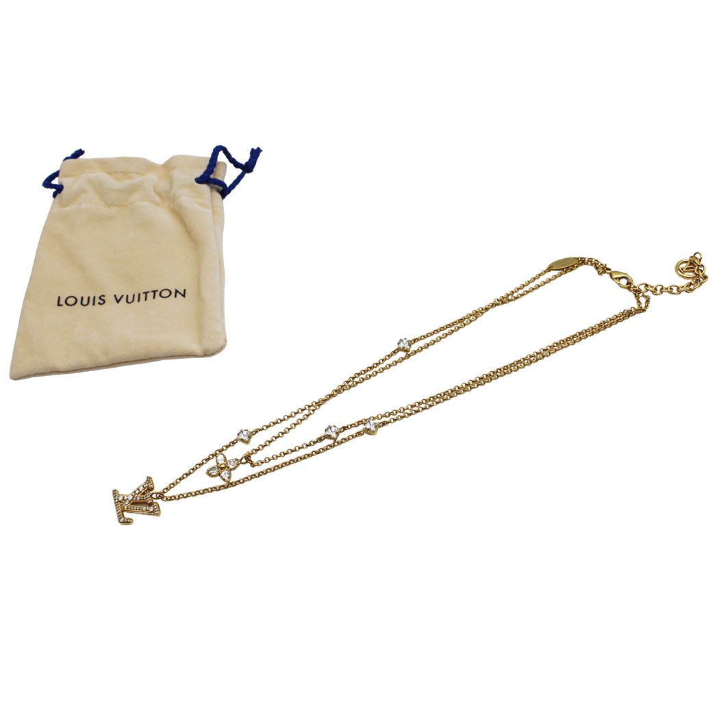 Louis Vuitton Necklace LV Gold Rhinestone Layering Style — view 6
