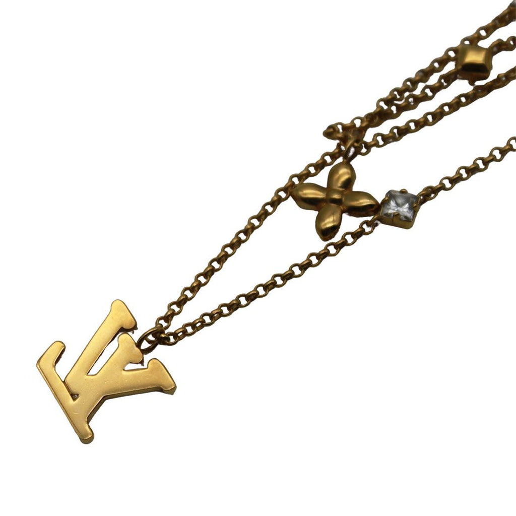 Louis Vuitton Necklace LV Gold Rhinestone Layering Style — view 2