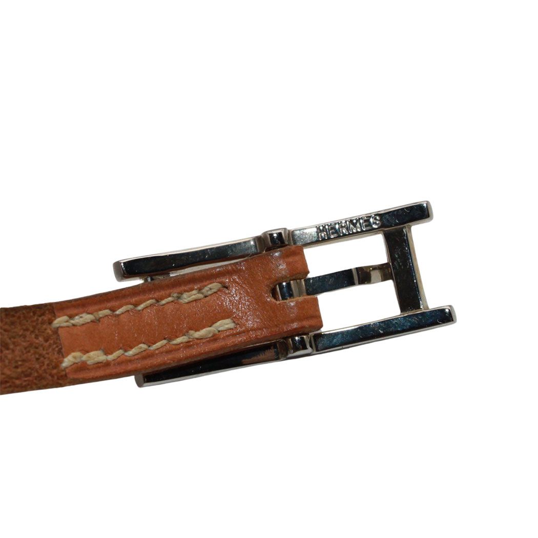 Hermes Bracelet Hapi 3 Leather Brown Silver Belt Type Simple — view 7