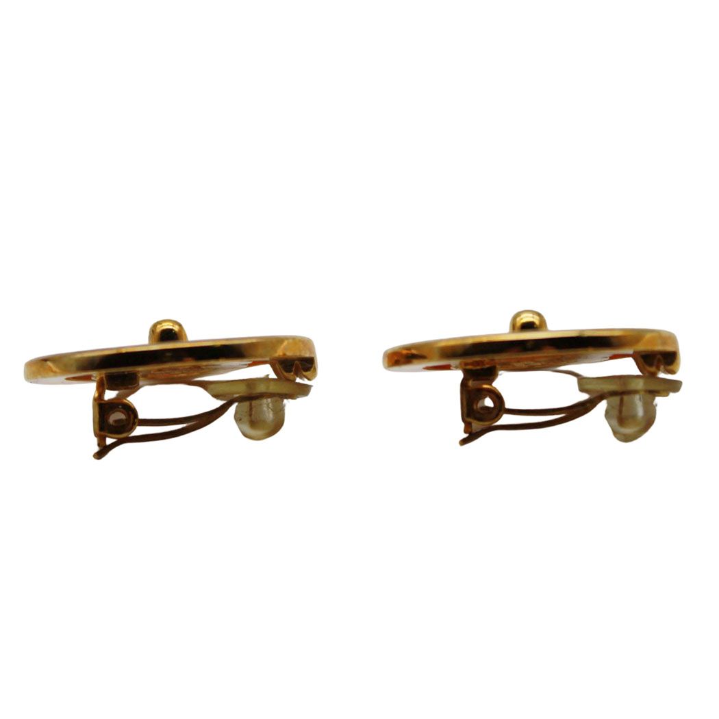 Chanel Earrings Gold Plated Large CC Logo 97 — view 5
