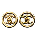 Chanel Earrings Gold Plated Large CC Logo 97