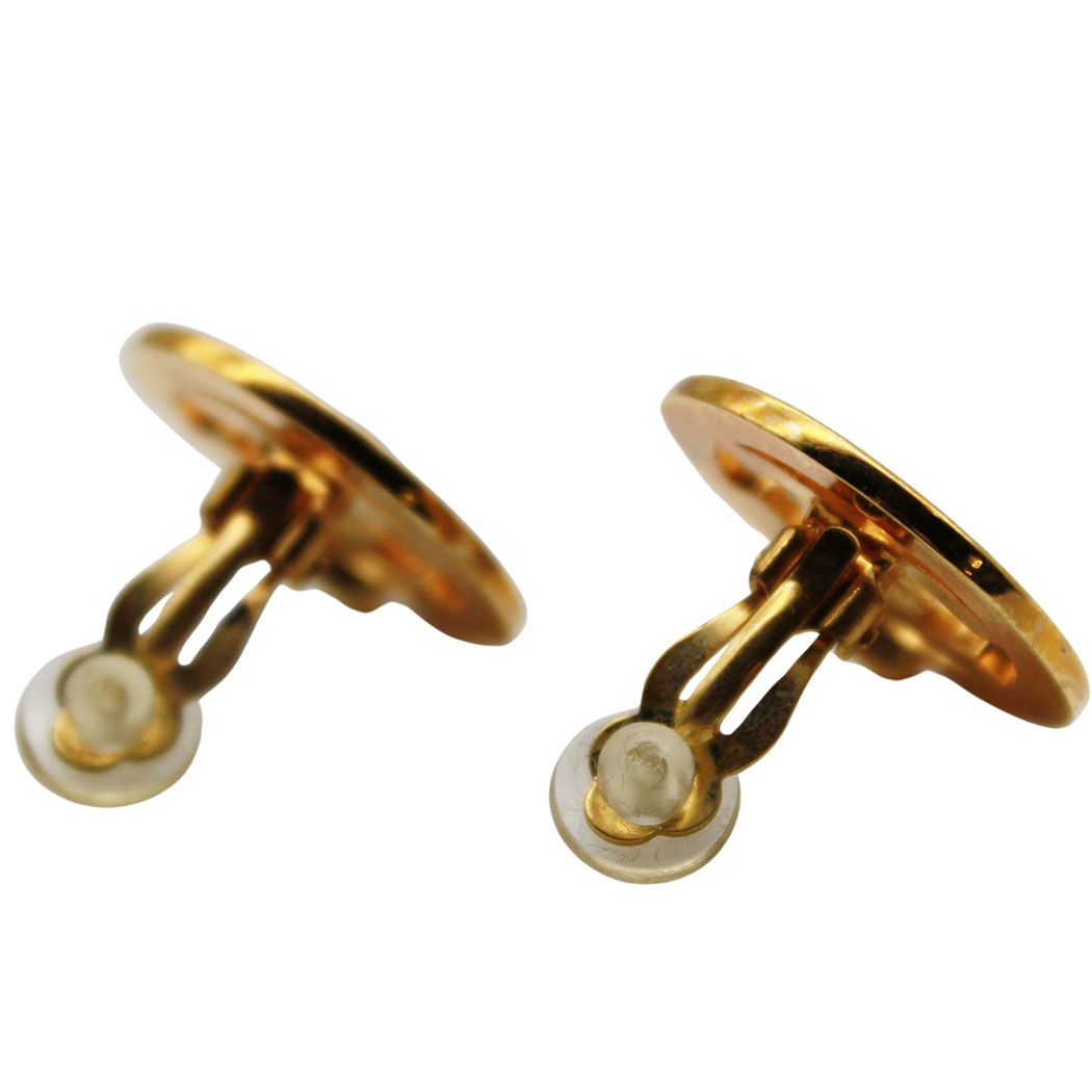 Chanel Earrings Gold Plated Large CC Logo 97 — view 4