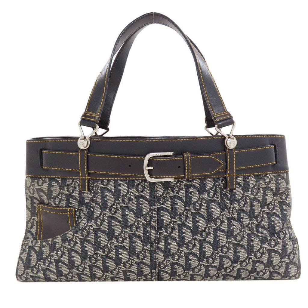 Dior Belt Tote Bag Trotter Print Canvas Leather
