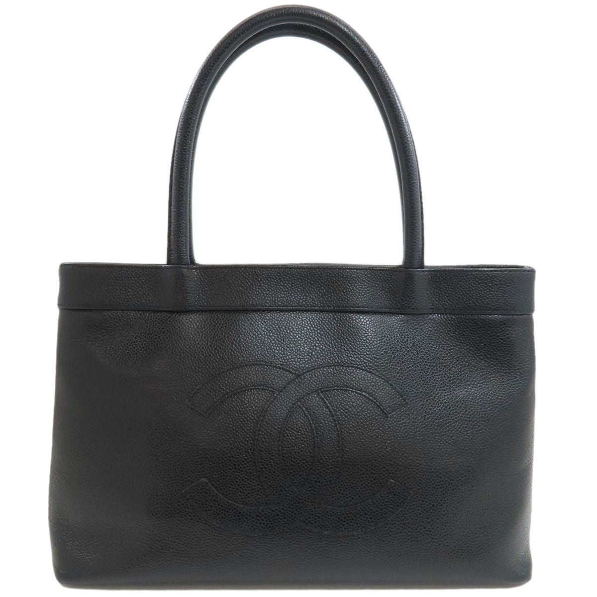 Chanel CC Logo Gold Tote Bag Grained Calfskin