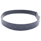 Gucci Interlocking G Buckle Leather Belt Navy GG Supreme Silver — view 3
