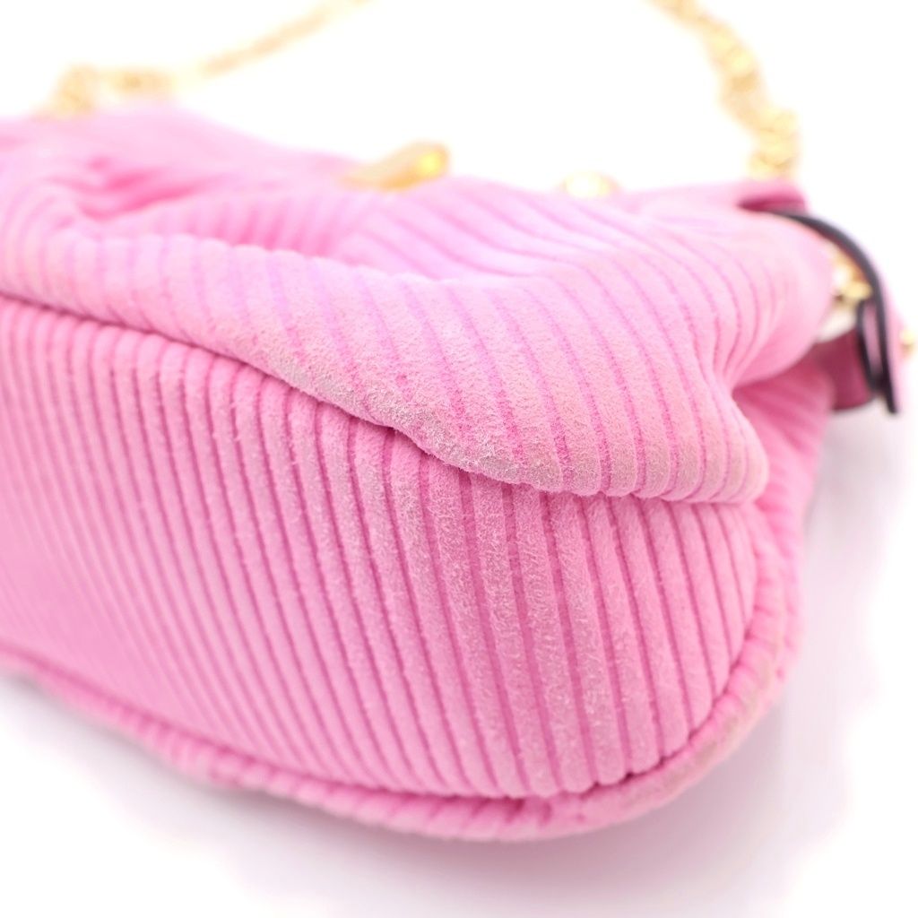 Fendi Peekaboo Click Chain Mini Shoulder Bag Pink Suede Gold — view 5