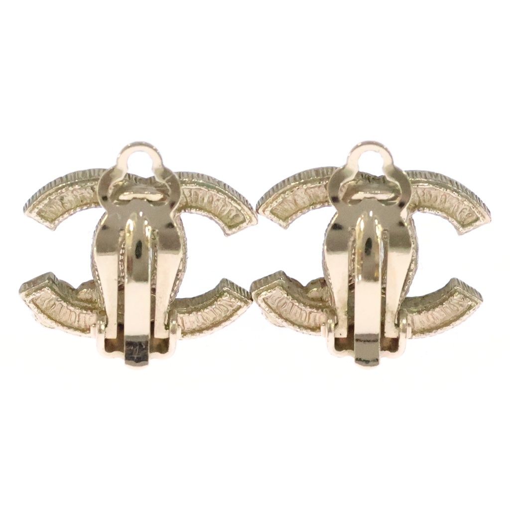 Chanel CC Logo Rhinestone Single Earring Gold Plated — view 2