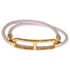 Hermes Roulis Double Tour Leather Bracelet Rose Sakura Gold Plated Pink — view 4