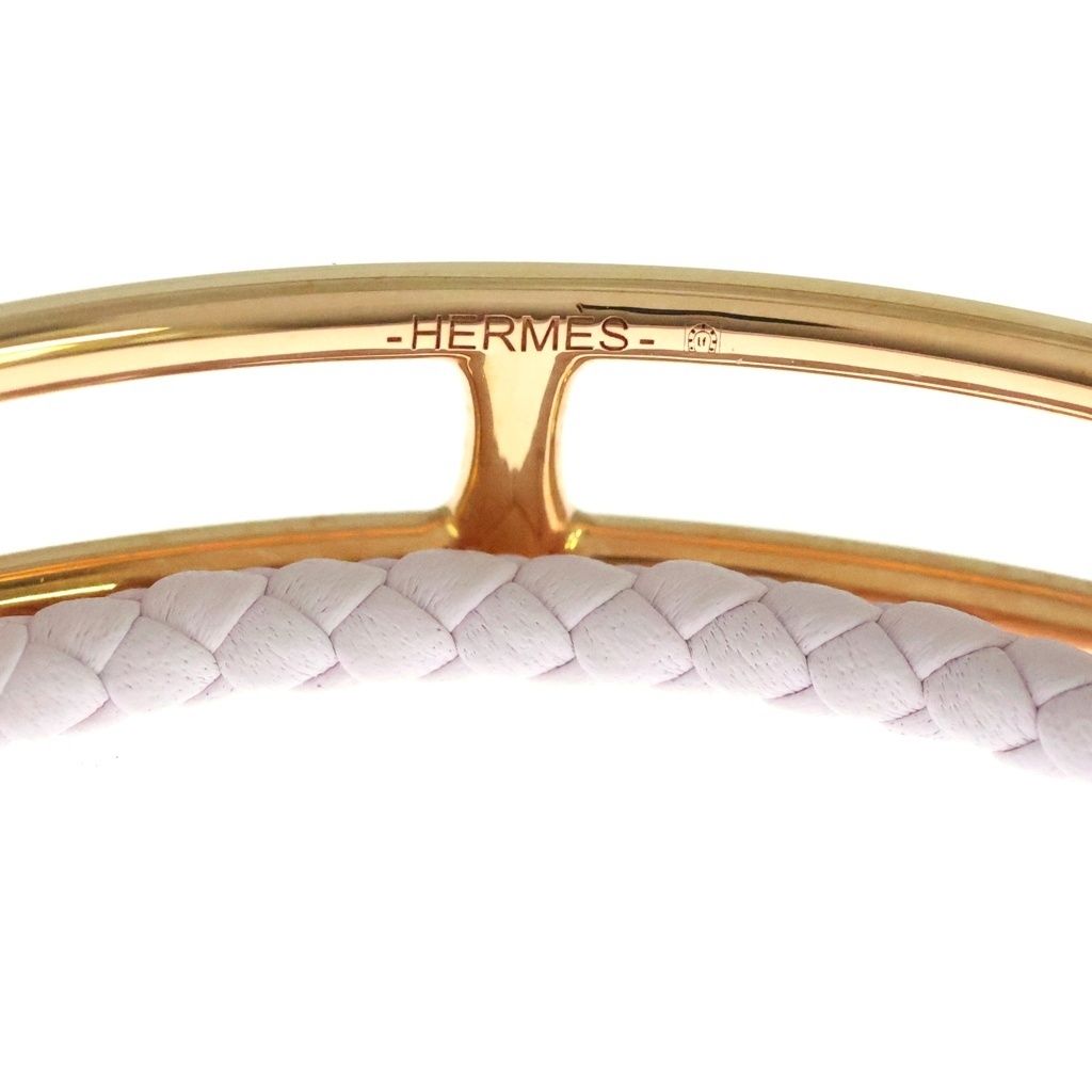 Hermes Roulis Double Tour Leather Bracelet Rose Sakura Gold Plated Pink — view 5