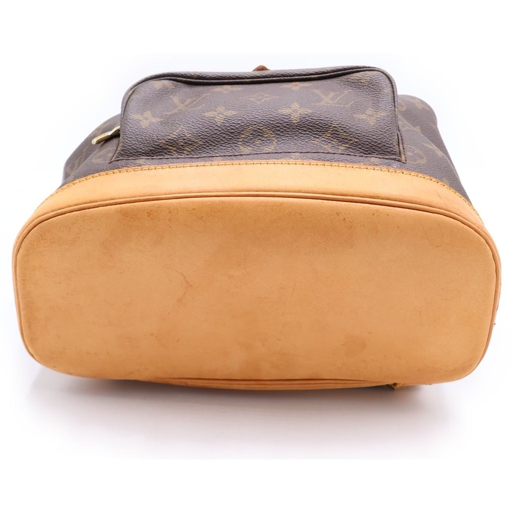 Louis Vuitton Monogram Montsouris PM Backpack Brown Leather Gold — view 4