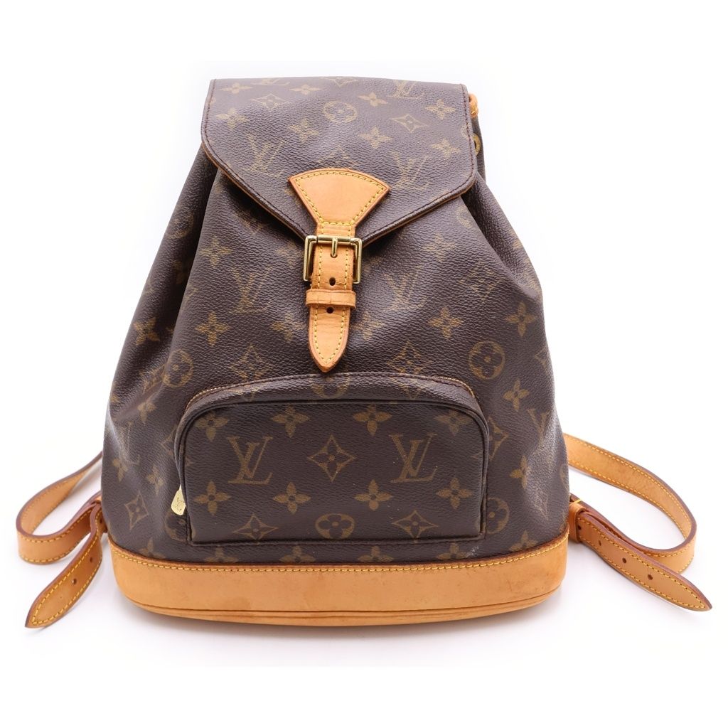 Louis Vuitton Monogram Montsouris PM Backpack Brown Leather Gold