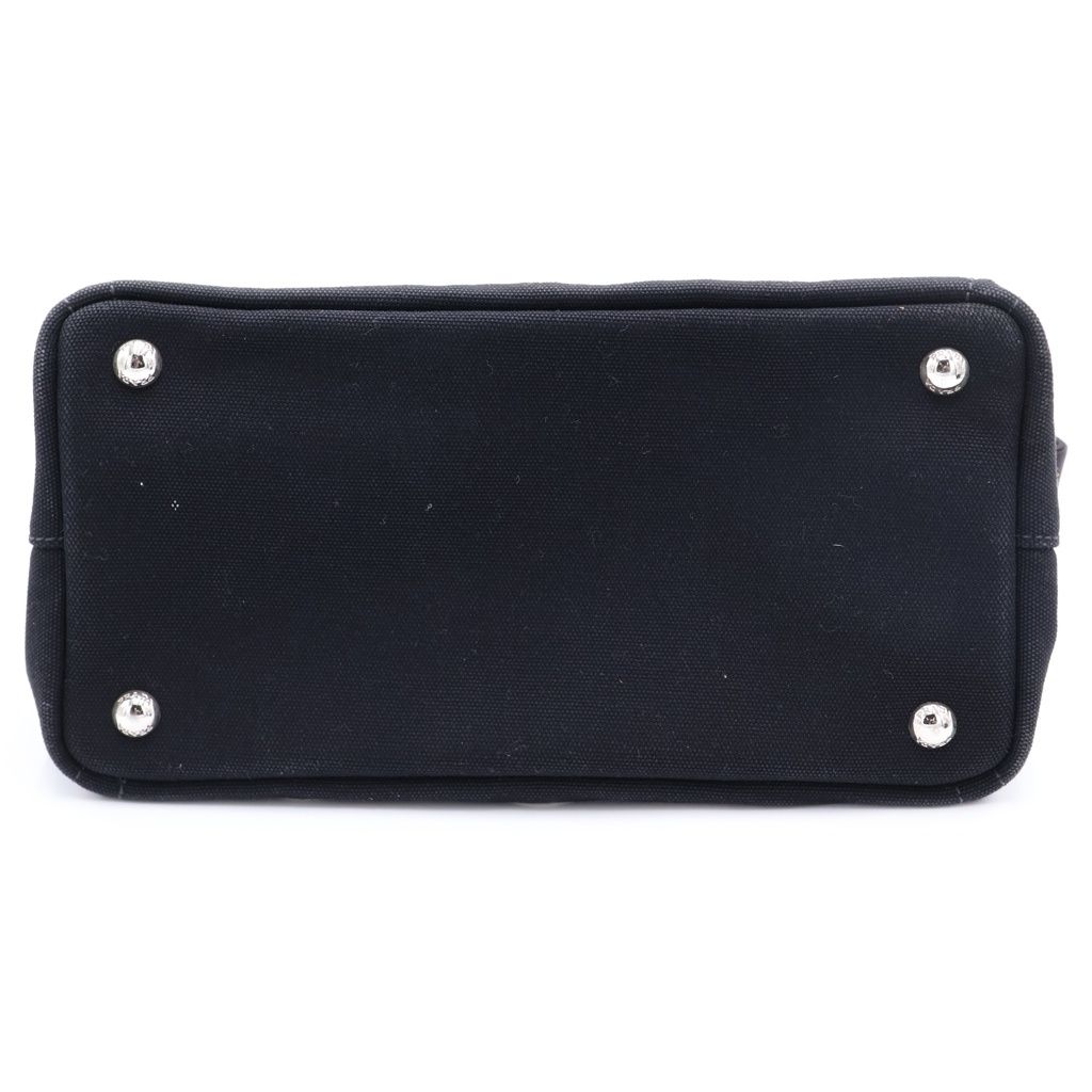 Prada Canapa Perforated 2-Way Shoulder Bag Black Canvas Silver — view 4