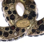 Chanel Mark Rhinestone Brooch Pin Badge Gold — view 5