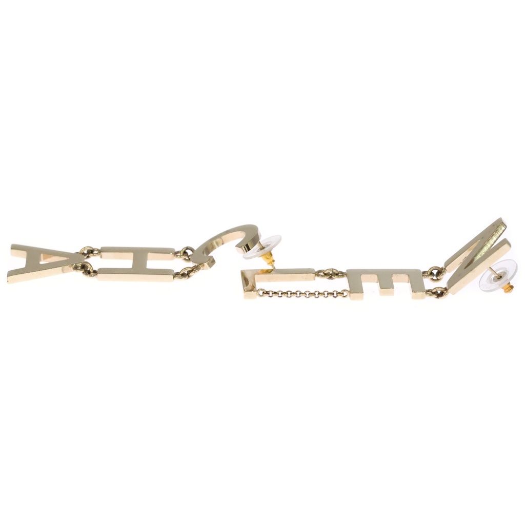 Chanel Motif Chain Earrings Gold — view 4