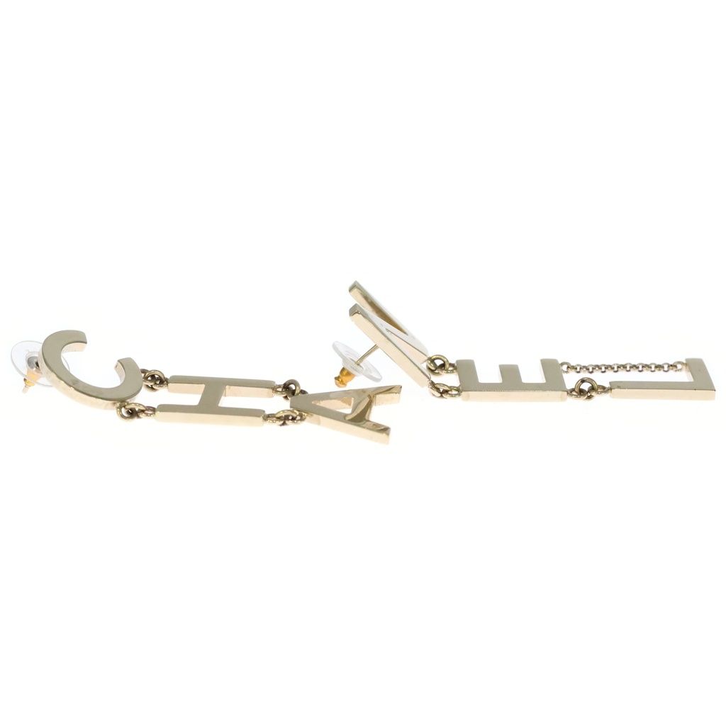 Chanel Motif Chain Earrings Gold — view 3