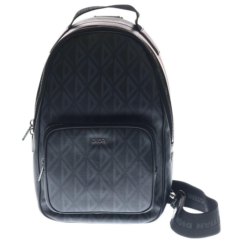 Dior Rider CD Diamond Mini Sling Bag Black Canvas Silver