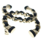 Chanel Coco Brooch CC Logo Leather Black Gold — view 4