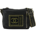 Chanel Sports Line Nylon Canvas Black Khaki Shoulder Bag