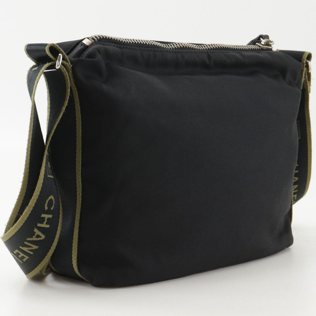 Chanel Sports Line Nylon Canvas Black Khaki Shoulder Bag — view 3