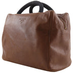 Prada Logo Leather Brown Handbag — view 2