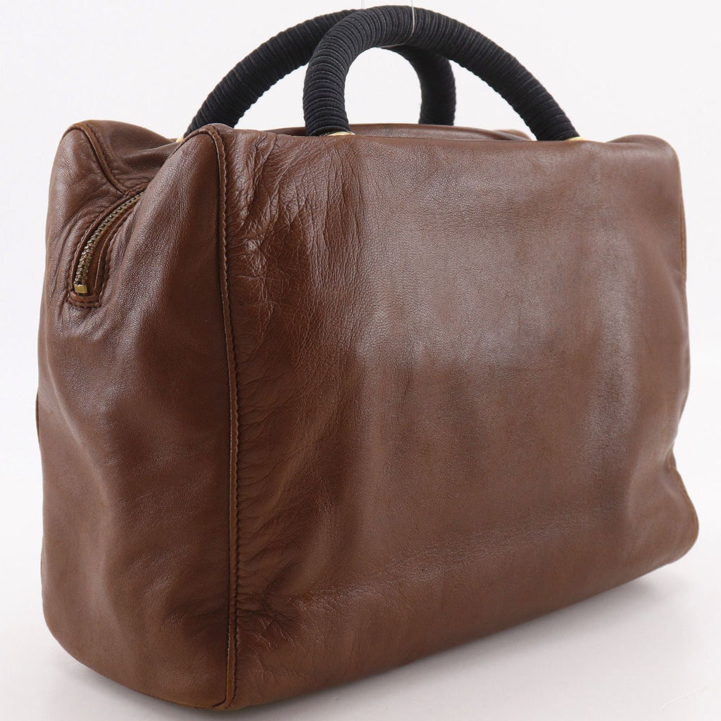 Prada Logo Leather Brown Handbag — view 3
